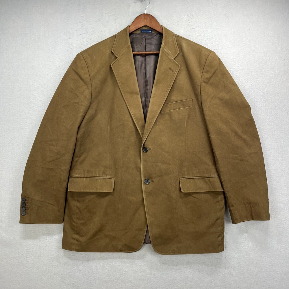 Stafford Signature Blazer Mens 42-44 L Camel Brown Canvas Sport Coat Academic